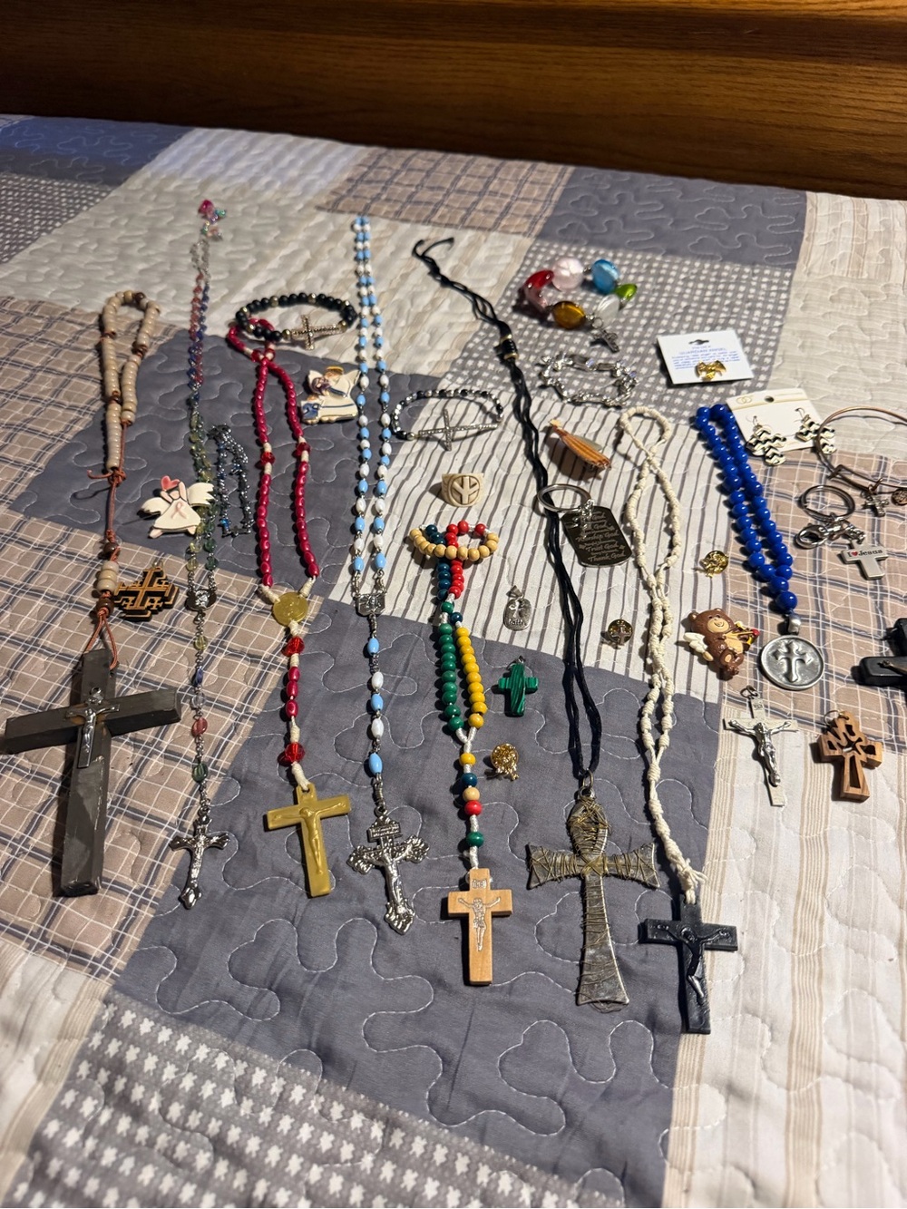 Assorted Cross & Beaded Necklaces - Multicolor Mix lot rosaries